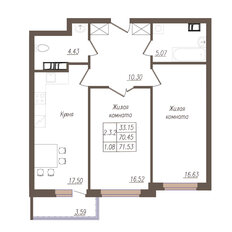 Квартира 71,5 м², 2-комнатная - изображение 2