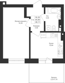 36,2 м², 1-комнатная квартира 6 009 200 ₽ - изображение 23