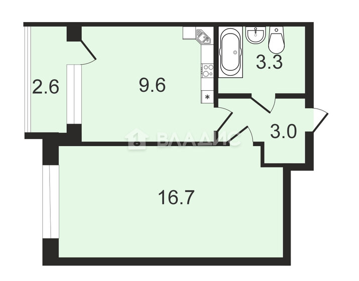 33 м², 1-комнатная квартира 4 390 000 ₽ - изображение 1