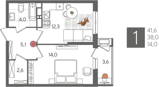 41,6 м², 1-комнатная квартира 10 404 160 ₽ - изображение 10