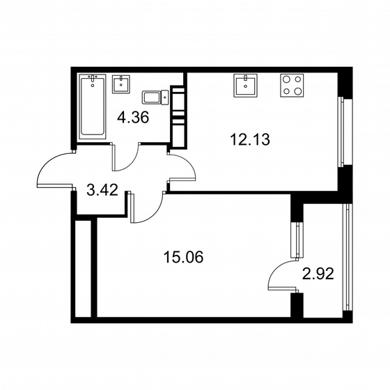 36,4 м², 1-комнатная квартира 5 755 940 ₽ - изображение 1