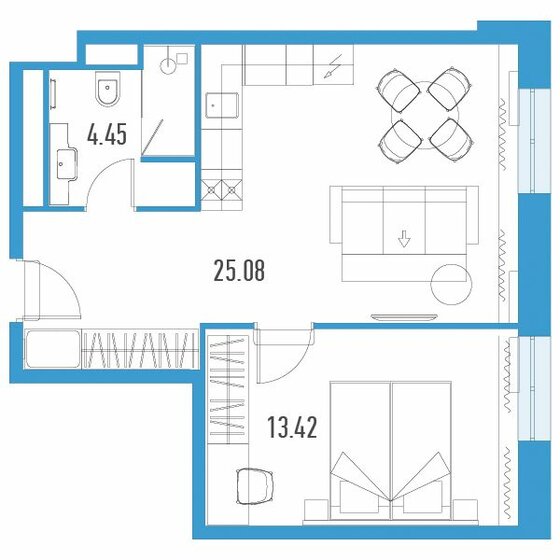 43 м², 1-комнатные апартаменты 9 792 600 ₽ - изображение 20