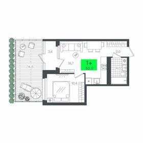 52,8 м², 1-комнатная квартира 7 000 000 ₽ - изображение 15