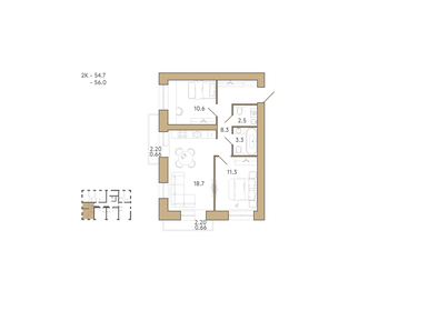 57 м², 2-комнатная квартира 6 555 000 ₽ - изображение 9