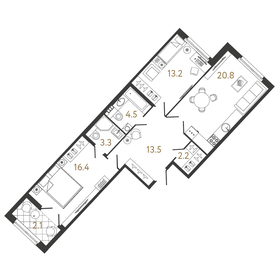 Квартира 73,9 м², 2-комнатная - изображение 1