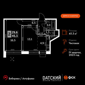 45,5 м², 2-комнатная квартира 12 635 350 ₽ - изображение 1