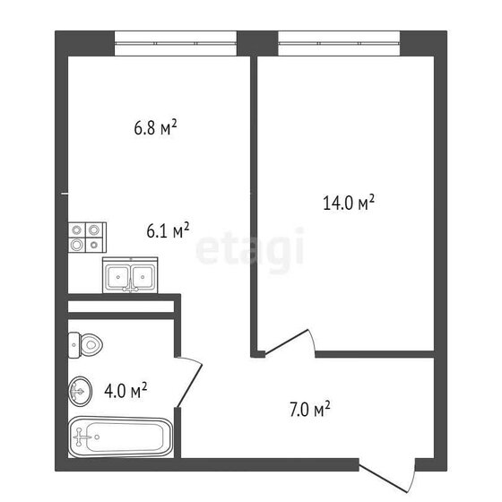 37,9 м², 2-комнатная квартира 3 990 000 ₽ - изображение 1