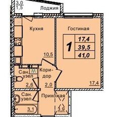 Квартира 41 м², 1-комнатная - изображение 3