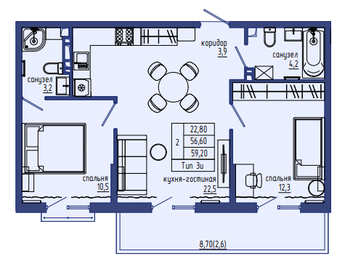 61,4 м², 3-комнатная квартира 13 455 810 ₽ - изображение 7