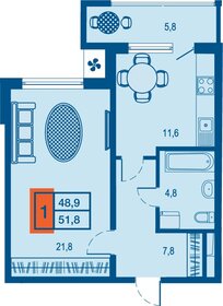 46 м², 1-комнатная квартира 6 000 000 ₽ - изображение 1