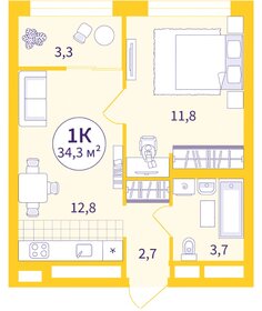 Квартира 35 м², 1-комнатная - изображение 1