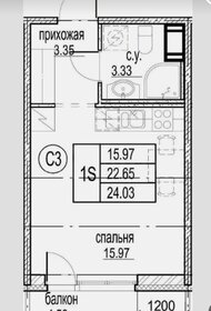 Квартира 24 м², студия - изображение 1