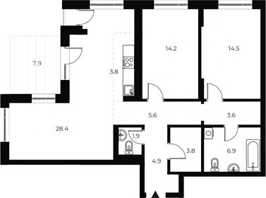 Квартира 95,5 м², 3-комнатная - изображение 1