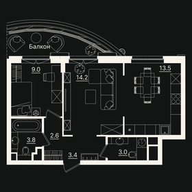 55,9 м², 2-комнатная квартира 11 500 000 ₽ - изображение 115