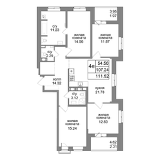 Квартира 112,4 м², 4-комнатная - изображение 3