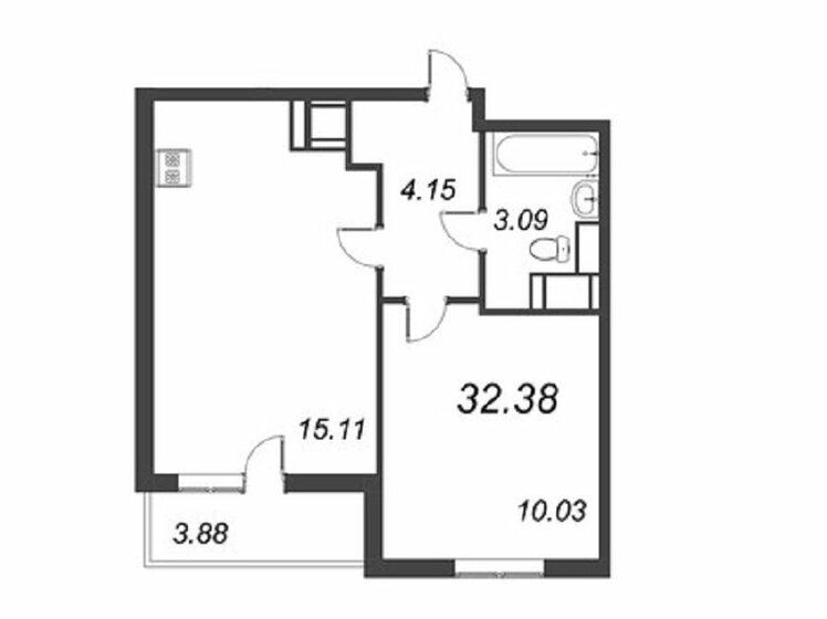 32,4 м², 1-комнатная квартира 12 900 000 ₽ - изображение 1