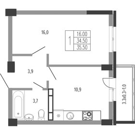 35,4 м², 1-комнатная квартира 8 131 026 ₽ - изображение 10