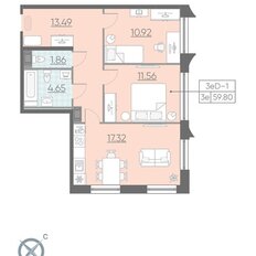 Квартира 60,6 м², 2-комнатные - изображение 2