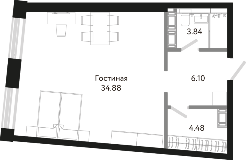 49,3 м², апартаменты-студия 11 000 000 ₽ - изображение 1