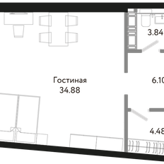 Квартира 49,3 м², студия - изображение 1