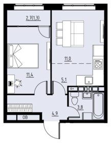 37,9 м², 2-комнатная квартира 4 434 300 ₽ - изображение 11