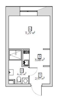 22,4 м², апартаменты-студия 6 800 000 ₽ - изображение 1