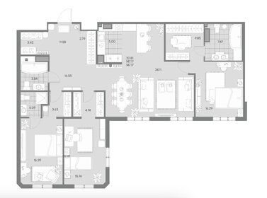 Квартира 147 м², 2-комнатная - изображение 1