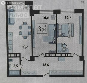 Квартира 75,2 м², 3-комнатные - изображение 1