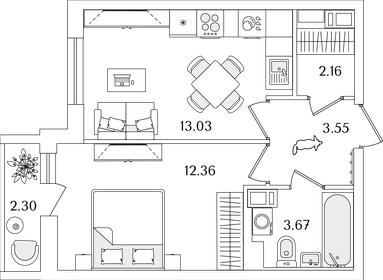 36,5 м², 1-комнатная квартира 8 929 060 ₽ - изображение 75