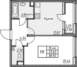 Квартира 38,9 м², 1-комнатная - изображение 1