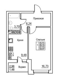 Квартира 38,8 м², 1-комнатная - изображение 2