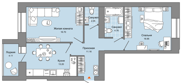 58 м², 2-комнатная квартира 5 504 464 ₽ - изображение 31
