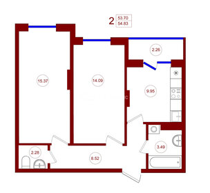 53,1 м², 2-комнатная квартира 5 202 820 ₽ - изображение 53