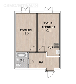 Квартира 44,2 м², 1-комнатная - изображение 1