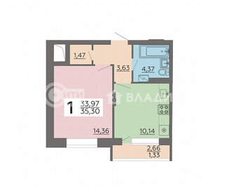 Квартира 35,3 м², 1-комнатная - изображение 1