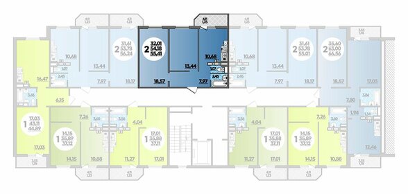 Квартира 55,4 м², 2-комнатная - изображение 1