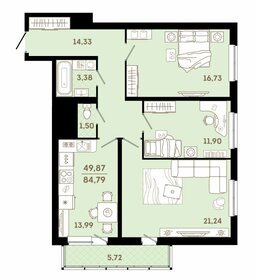 Квартира 88,8 м², 3-комнатная - изображение 1