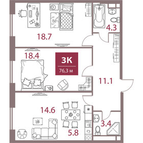 87,4 м², 3-комнатная квартира 44 424 100 ₽ - изображение 21