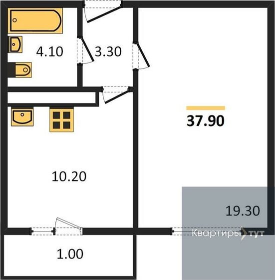 37,9 м², 1-комнатная квартира 4 263 750 ₽ - изображение 8