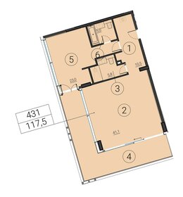 Квартира 117,5 м², 2-комнатные - изображение 1