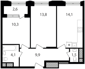 56,3 м², 2-комнатные апартаменты 13 185 460 ₽ - изображение 25