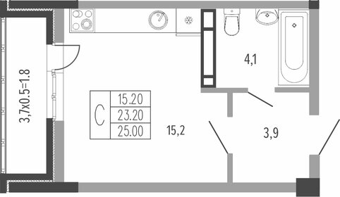 30 м², квартира-студия 5 950 000 ₽ - изображение 15