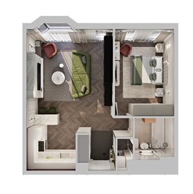 Квартира 54,3 м², 1-комнатные - изображение 2