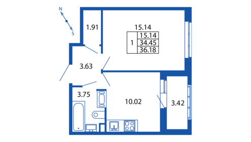 33,3 м², 1-комнатная квартира 8 300 000 ₽ - изображение 122