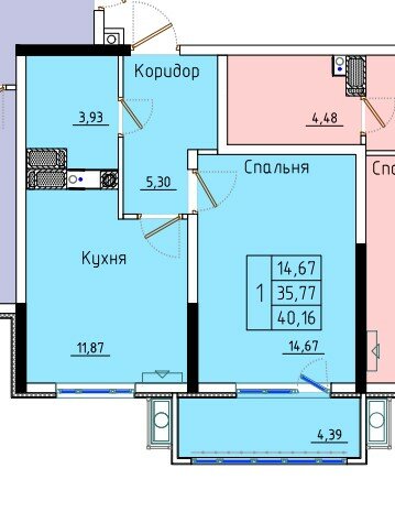 40,2 м², 1-комнатная квартира 3 734 880 ₽ - изображение 51