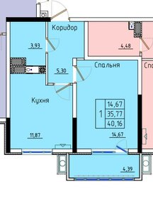 Квартира 40,2 м², 1-комнатная - изображение 1