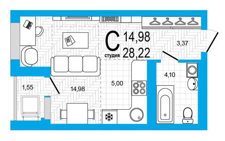 27,5 м², квартира-студия 3 550 000 ₽ - изображение 66