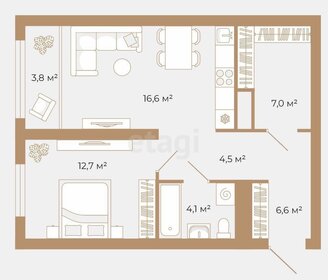 Квартира 51,6 м², 1-комнатная - изображение 1