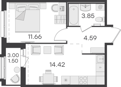 36,5 м², 1-комнатная квартира 7 299 999 ₽ - изображение 40