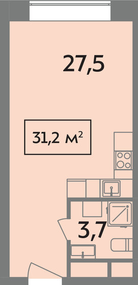 31,2 м², квартира-студия 10 764 000 ₽ - изображение 33